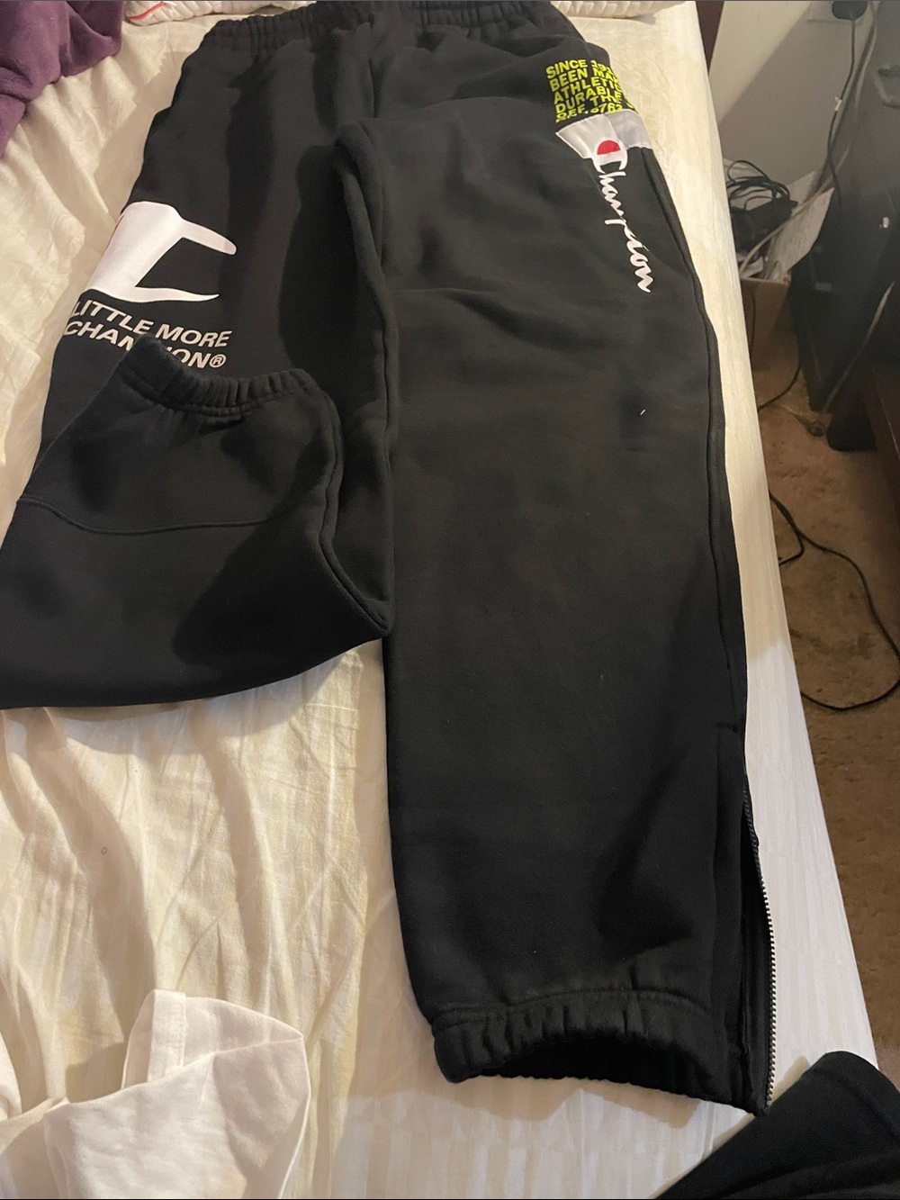 Champion Kids Black Jogger Pants with White Logo